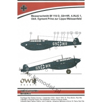 OWL DS72010 Bf 110 D,G9+HR,4./NJG1,Oblt.E.Prinz zur Lippe-Weissenfeld (1:72)