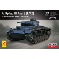 Attack Hobby Kits 72976 Pz.Kpfw. III Ausf.J (L/42) with 3D-Printed Tracks & Details and Brass Barrel - Profi (1:72)