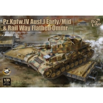 Border Model BT025 Pz.Kpfw. IV Ausf. J Early/Mid & Rail Way Flatbed Ommr (2 in 1) (1:35)