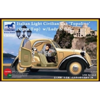 Bronco Models CB35165 Italian Light Civilian Car Topolino (open top) w/Lady & dog (1:35)