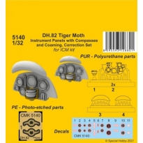 CMK 5140 DH.82 Tiger Moth Instrument P. with Compasses and Coaming, Correction S. (ICM kit) (1:32)