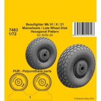 CMK 7483 Beaufighter Mk.VI/X/21 Mainwheels - Late Wheel Disk / Hexagonal Tread Pattern (1:72)