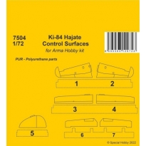 Ki-84 Hajate Control Surfaces 1/72 / for Arma Hobby kits (1:72)