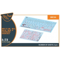 MiG-23ML, MLA, MLD, P, MLAE standard stencils for CP kits and other (1:72)