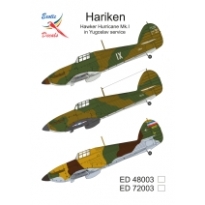 Exotic Decals ED48003 Hariken Hawker Hurricane Mk.I in Yugoslav service (1:48)