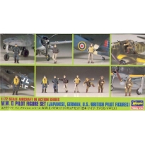 Hasegawa 35008 W.W. II Pilot Figure Set Japanese, German, U.S./British Pilot Figurines (X72-8) (1:72)