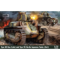 IBG 72042 Type 89 Kou (Late) and Type 95 Ha-Go Japanese Tanks (2in1) + Bonus: small Japanese Handcart (1:72)