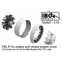 IBG 72U037 PZL P.11c engine and closed engine cover 3d Printed set for all the IBG Models PZL P.11c kits (1:72)