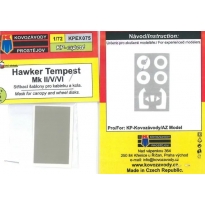 Kovozávody Prostějov KPEX075 Tempest Mk.II/V/VI mask for canopy and wheel disks (1:72)