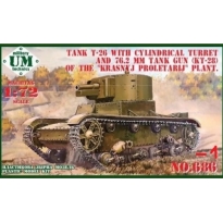 Unimodels 686-1 Tank T-26 w/Cylindrical Turret and 76.2mm Tank Gun (KT-28) of The `Krasnyj Proletarij` Plant (plastic tracks) (1:72)