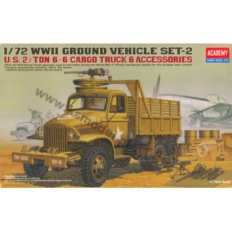 Academy 13402 U.S. 2 1/2 Ton 6x6 Cargo Truck & Accessories (1:72)