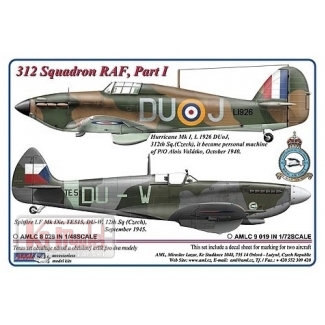 AML C9019 312 th Squadron RAF, Part I / 2 decal version: Hurricane Mk.I, L1926, DuoJ + Spitfire LF Mk.IXe, TE515, DU-W (1:72)