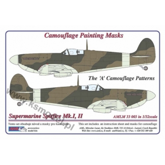 AML M33003 Supermarine Spitfire Mk.I,II Cam. Painting Masks of the "A" scheme (1:32)