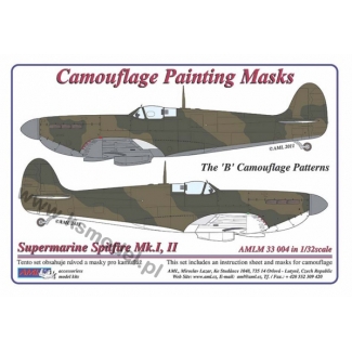 AML M33004 Supermarine Spitfire Mk.I,II Cam. Painting Masks of the "B" scheme (1:32)