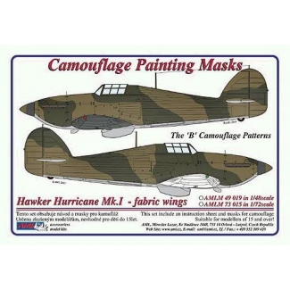 Hawker Hurricane Mk.I fabric wings - Cam. Painting Masks (1:48)