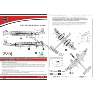 OWL D32020 He 219 A-019, DV+VI, Rechlin test base (1:32)