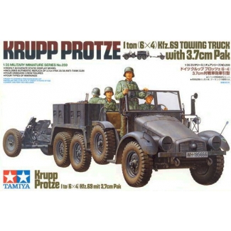 Tamiya 35259 Krupp Protze 1 Ton (6x4) Kfz.69 Towing Truck w/3.7cm Pak (1:35)