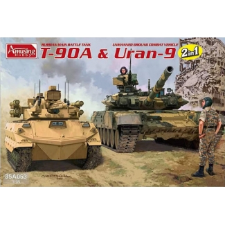 Amusing 35A053 T-90A & Uran-9 2in1 Russian MBT & Unmanned Ground Combat Vehicle (2 in 1) (1:35)