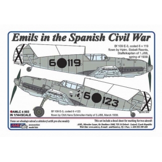 AML C4003 Emils in the Spanish Civil War / Decals,masks - Messerschmitt Bf 109 E (1:144)
