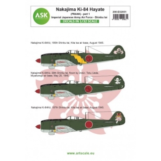 ASK D32051 Nakajima Ki-84 Hayate (Frank) part 1 - Imperial Japanese Army Air Force - Shinbu tai (1:32)