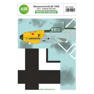 ASK D48062 Bf 109E part 1 - Insignias, Crosses and Vertical Stabilizers 1937 - 1943 (1:48)