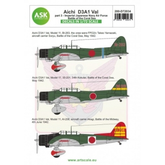 ASK D72034 Aichi D3A1 Val part 3 - Japanese Imperial Army Air Service, Battle of the Coral Sea (1:72)