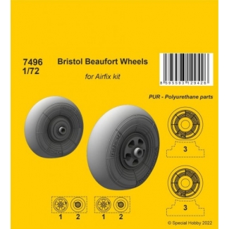 CMK 7496 Bristol Beaufort Wheels 1/72 / for Airfix kit (1:72)