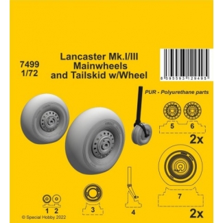 CMK 7499 Lancaster Mk.I/III Mainwheels and Tailwheel w/Leg (1:72)