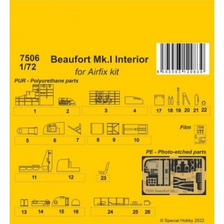 CMK 7506 Beaufort Mk.I Interior 1/72 / for Airfix kit (1:72)