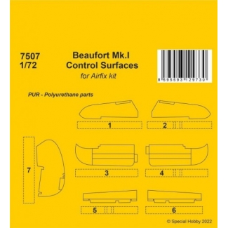 CMK 7507 Beaufort Mk.I Control Surfaces 1/72 / for Airfix kit (1:72)