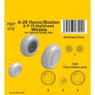 CMK 7527 A-20 Havoc/Boston/ P-70 Nighthawk Wheels 1/72 / for Special Hobby kits (1:72)