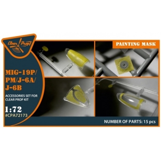 Clear Prop CPA72173 MiG-19P/PM/J-6A/J-6B painting mask on "yellow kabuki paper" for CP kits (1:72)