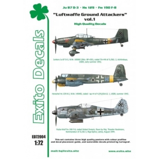 Exito ED72004 Luftwaffe Ground Attackers vol.1 - Ju 87 D-3, Hs 129, Fw 190F-8 (1:72)