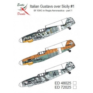 Exotic Decals ED48025 Italian Gustavs over Sicily #1 Bf 109G in Regia Aeronautica - Part 1 (1:48)