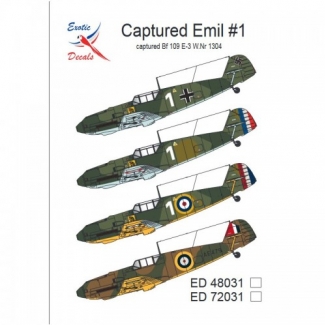 Exotic Decals ED48031 Captured Emil #1 Captured Bf 109 E-3 W.Nr 1304(1:48)