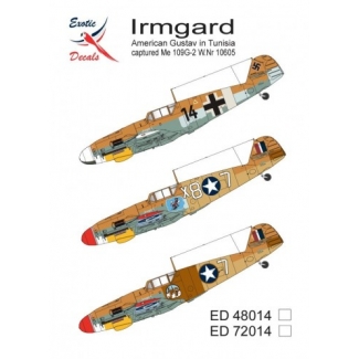 Exotic Decals ED72014 Irmgard - American Gustav in Tunisia captured Me 109G-2 W.Nr.10605 (1:72)