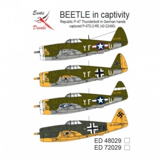 Exotic Decals ED72029 Beetle in Captivity Republic P-47 Thunderbolt in German hands captured P-47D-2-RE (42-22490) (1:72)