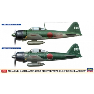 Hasegawa 02437 Mitsubishi A6M2b/A6M3 Zero Fighter Type 21/22 'RABAUL Ace Set' (2 Kits In The Box) - Limited Edition (1:72)