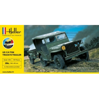 Heller 57105 US 1/4 Ton Truck'n Trailer - Starter Kit (1:35)