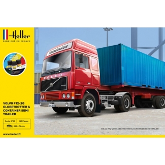 Heller 57702 Volvo F12-20 Globetrotter And Container Semi Trailer - Starter Set (1:32)