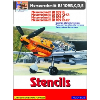 Messerschmitt Bf-109B/Bf-109C/Bf-109D/Bf-109E Stencils (incl. Yugoslav+Swiss variant) (1:48)