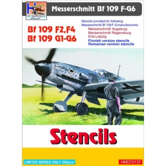 Messerschmitt Bf-109F-2/Bf-109F-4/Bf-109G-1--Bf-109G-6 Stencils (sets for 3 different a/c manufacturers+Finnish+Romanian) (1:72)