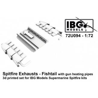 IBG 72U094 Supermarine Spitfire Exhausts - Fishtail Type with gun heating pipes - 3d Printed Set (1:72)