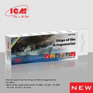 ICM 3029 Аcrylic paints set for ships of the Kriegsmarine (6×12 ml)