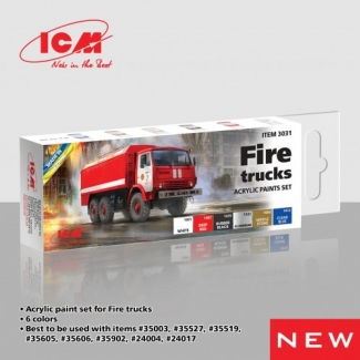 ICM 3031 Acrylic paint set for Fire trucks (6 x 12 ml.)