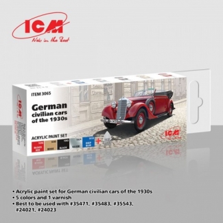 ICM 3065 Acrylic Paints Set For German Civilian Cars Of The 1930s (6 x 12 ml.)