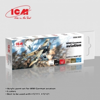 ICM 3069 Acrylic Paint Set WWI German Aviations (6 x 12 ml.)