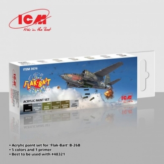 ICM 3074 Acrylic paint set for Flak Bait (6 x 12 ml.)