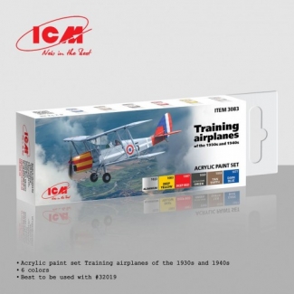 ICM 3083 Acrylic paint set Training airplanes of the 1930s and 1940s (6 x 12 ml.)