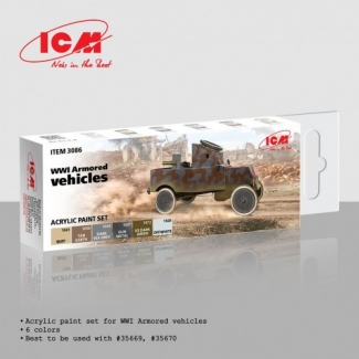 ICM 3086 Acrylic paint set WWI Armored vehicles (6 x 12 ml.)